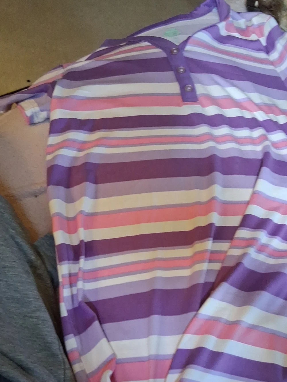 Girls' Purple & Pink Striped Short-Sleeve Dress